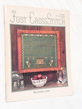 Just CrossStitch Magazine Jan Feb 1988 Kissing Fish Scarlet Letter Eagle Bluff